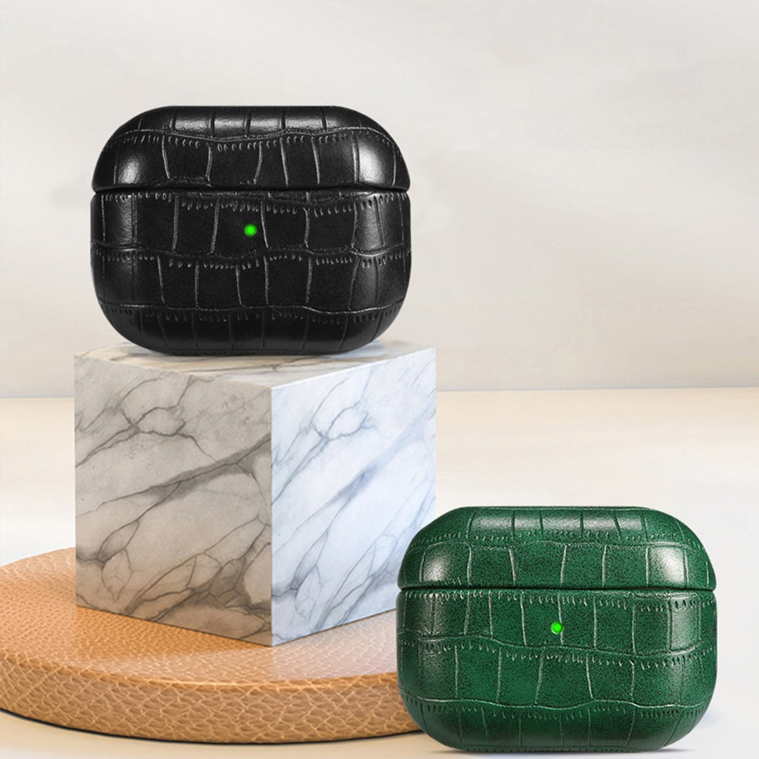 Crocodile Texture Leather AirPods Case