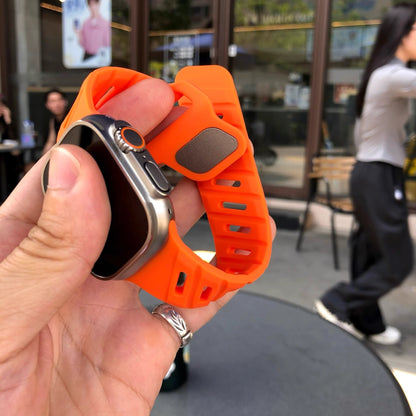 Asymmetric Oblique Hole Silicone Watch Strap for Apple Watch