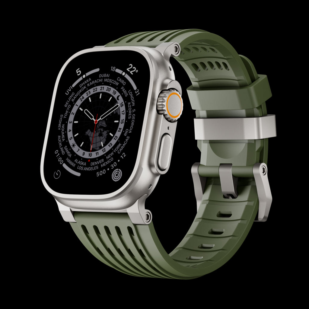 Ultra-Wide Leather /silicone Tactical Watch Band For Apple Watch