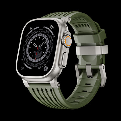 Ultra-Wide Leather /silicone Tactical Watch Band For Apple Watch