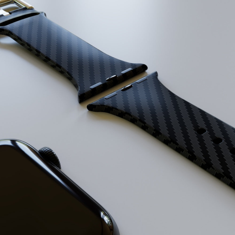 Carbon Fiber Texture Silicone Strap + Case Set For Apple Watch