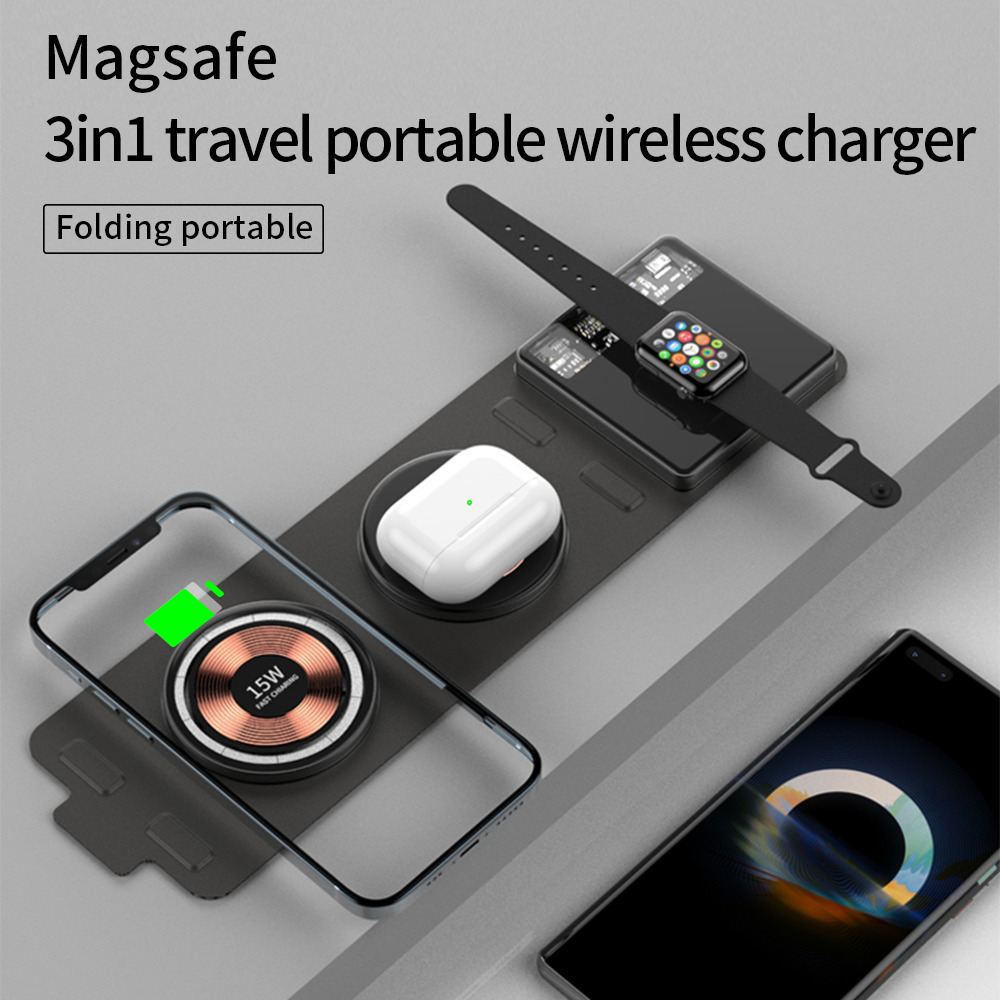 T01-Fabric Storage 3 in 1 Mobile Phone Wireless Charger