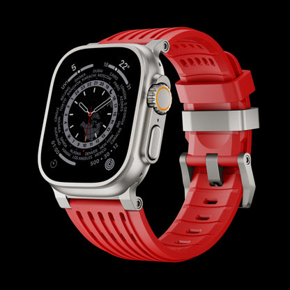 Ultra-Wide Leather /silicone Tactical Watch Band For Apple Watch
