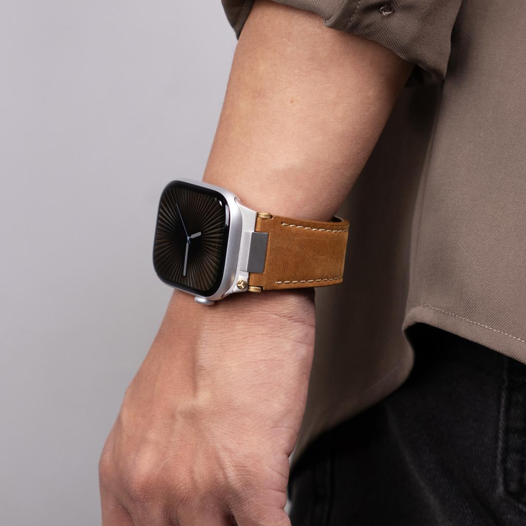 Elite Italian Leather Band with Deployment Clasp for Apple Watch