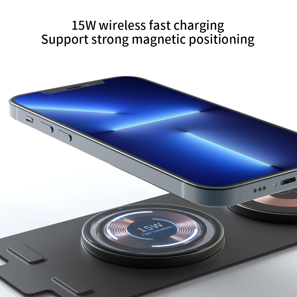 T01-Fabric Storage 3 in 1 Mobile Phone Wireless Charger