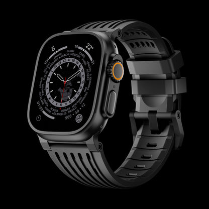 Ultra-Wide Leather /silicone Tactical Watch Band For Apple Watch