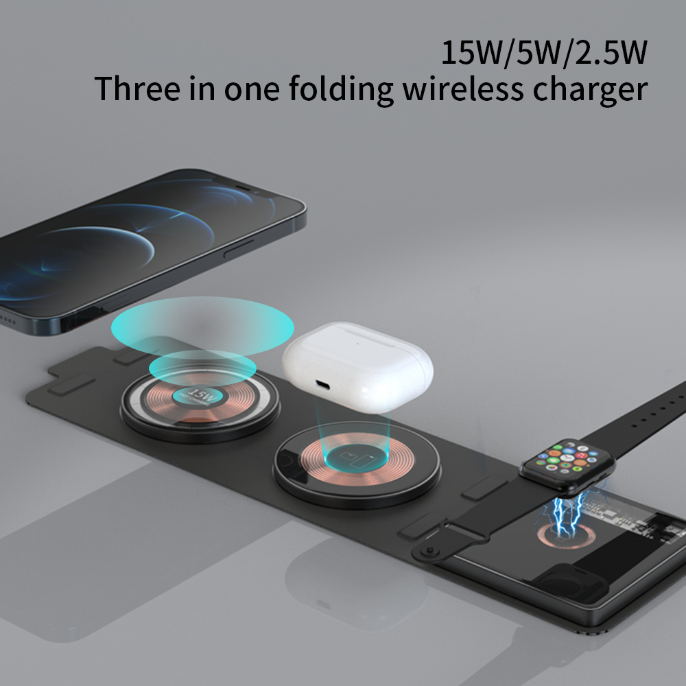 T01-Fabric Storage 3 in 1 Mobile Phone Wireless Charger