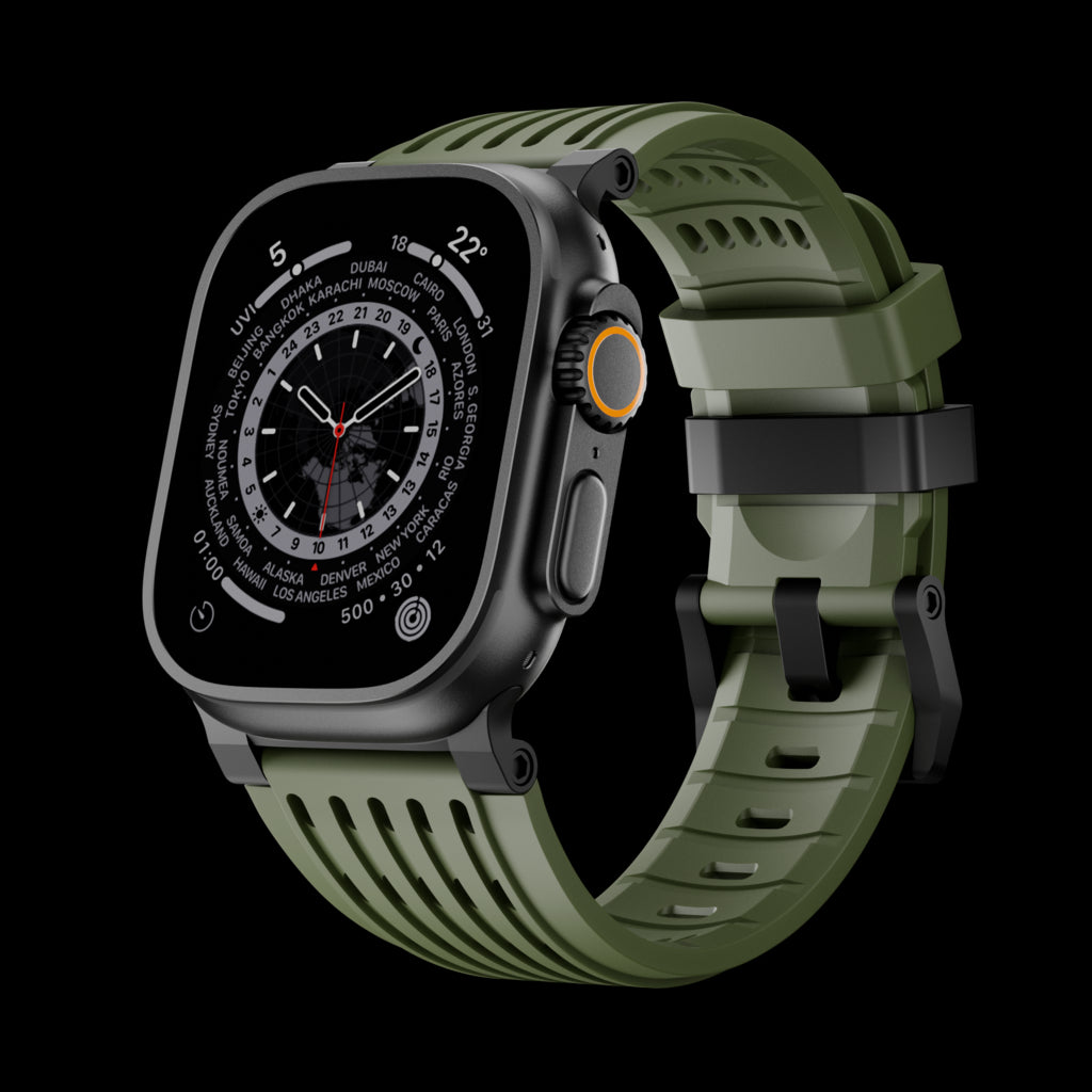 Ultra-Wide Leather /silicone Tactical Watch Band For Apple Watch