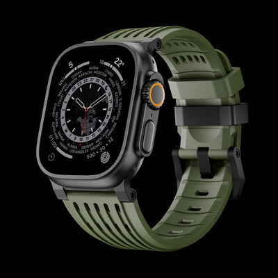 Ultra-Wide Leather /silicone Tactical Watch Band For Apple Watch