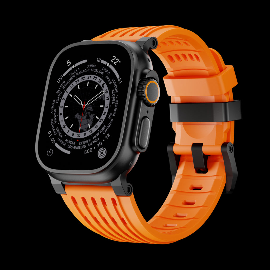 Ultra-Wide Leather /silicone Tactical Watch Band For Apple Watch
