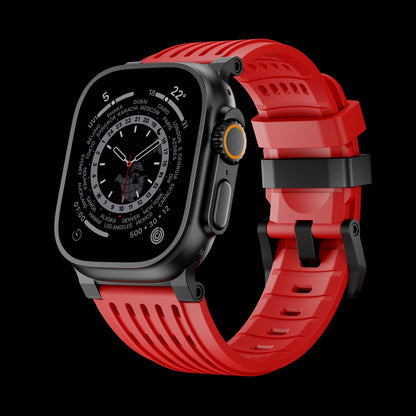 Ultra-Wide Leather /silicone Tactical Watch Band For Apple Watch