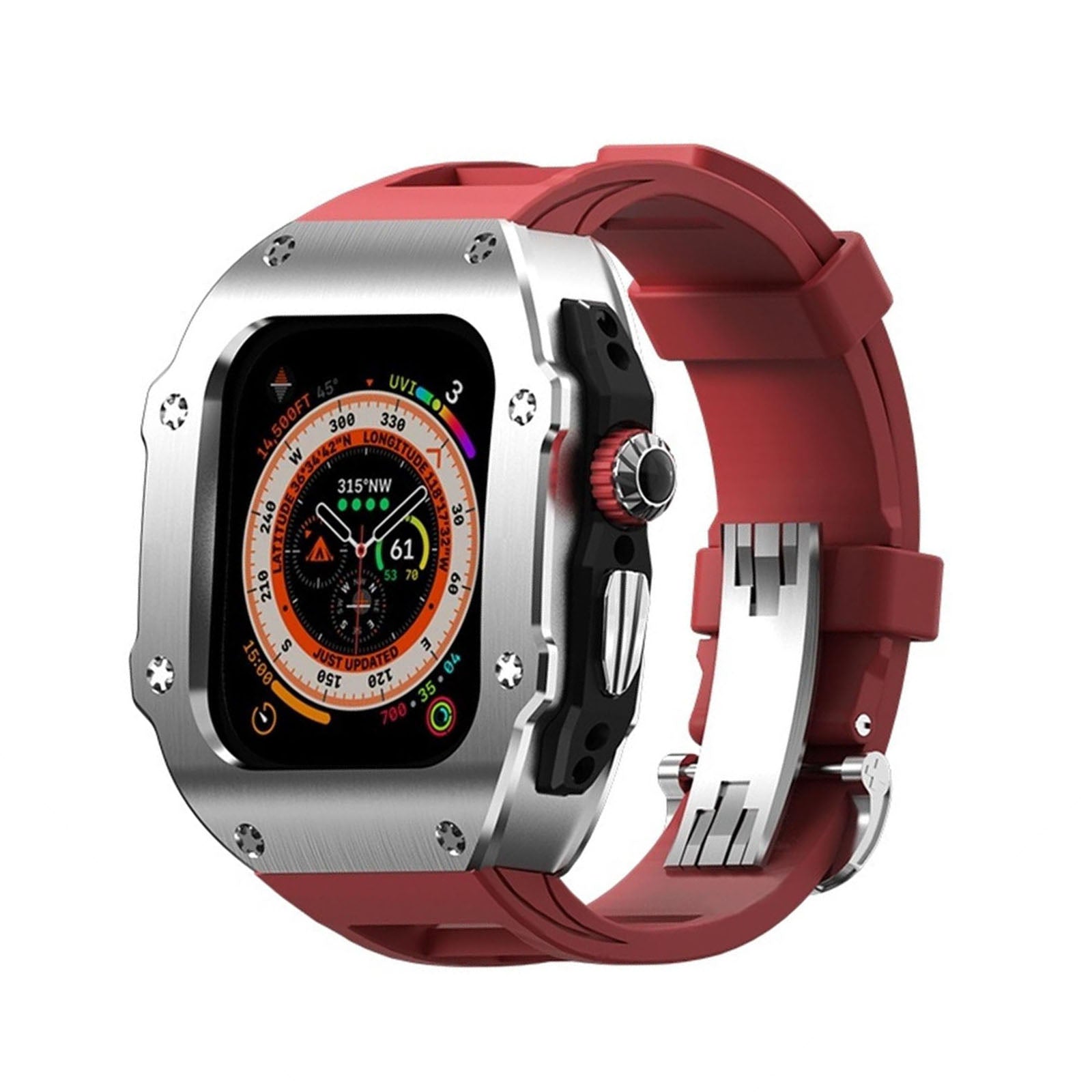 RM Vanguard Series - Fluororubber Band Stainless steel Case For Apple Watch Ultra