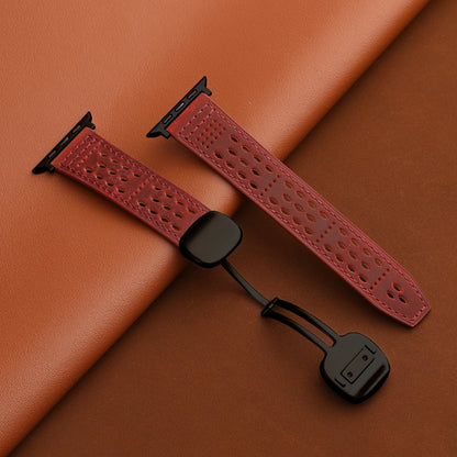 Upgraded Magnetic Buckle Leather Strap For Apple Watch