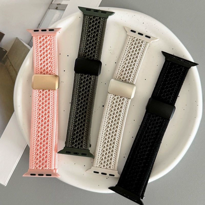 Braided Mesh Nylon Loop with Magnetic Clasp For Apple Watch