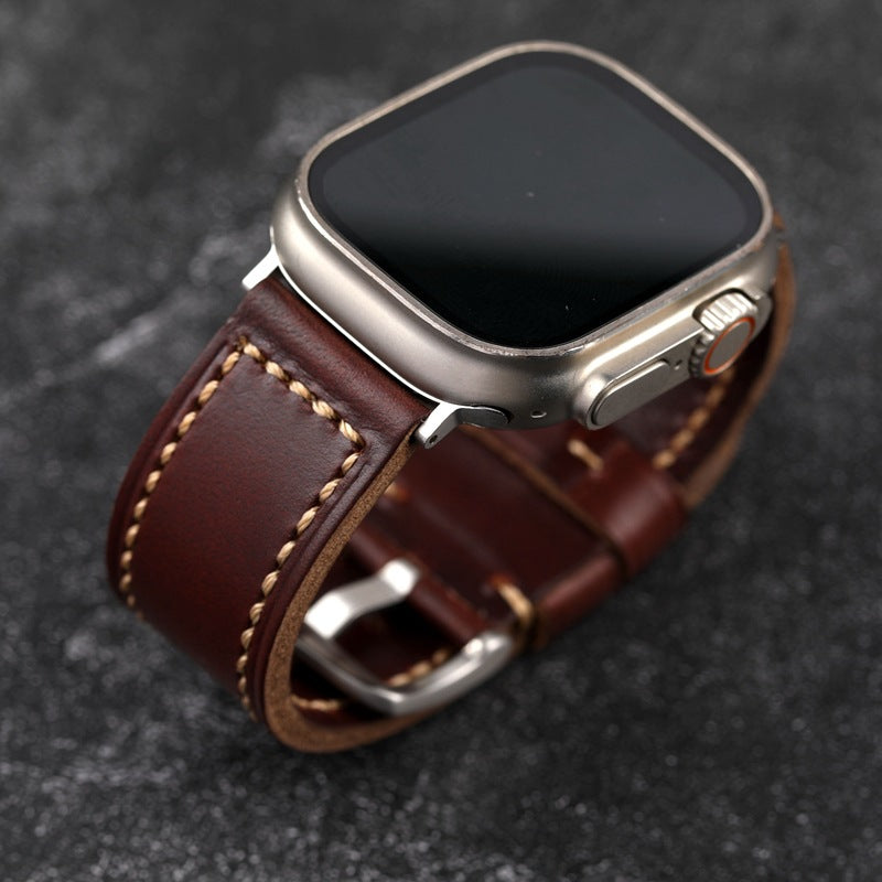 Custom Made Apple Watch Strap - Antique Red-Brown