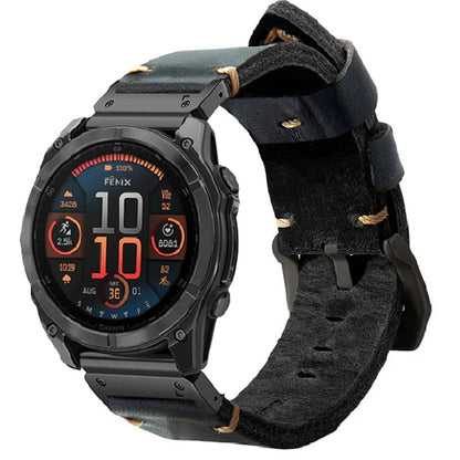 Vintage Leather Strap For Garmin Fenix 8 7X 6X Pro