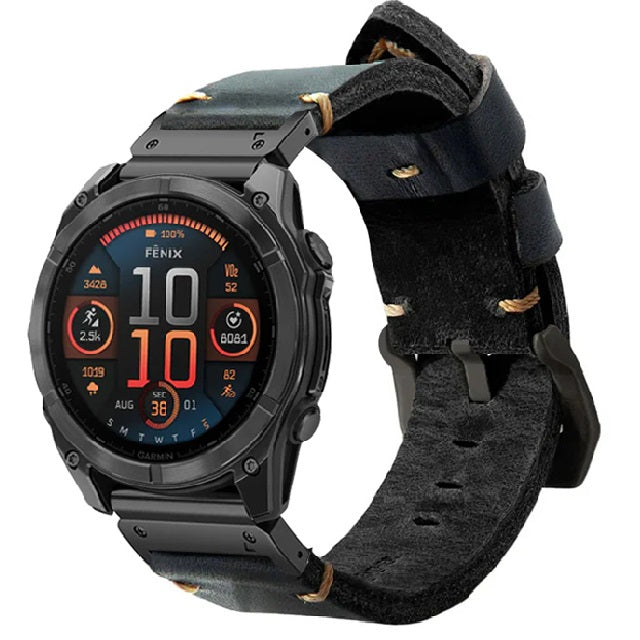 Vintage Leather Strap For Garmin Fenix 8 7X 6X Pro