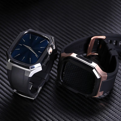 Stainless Steel Case With Rubber Band for Apple Watch