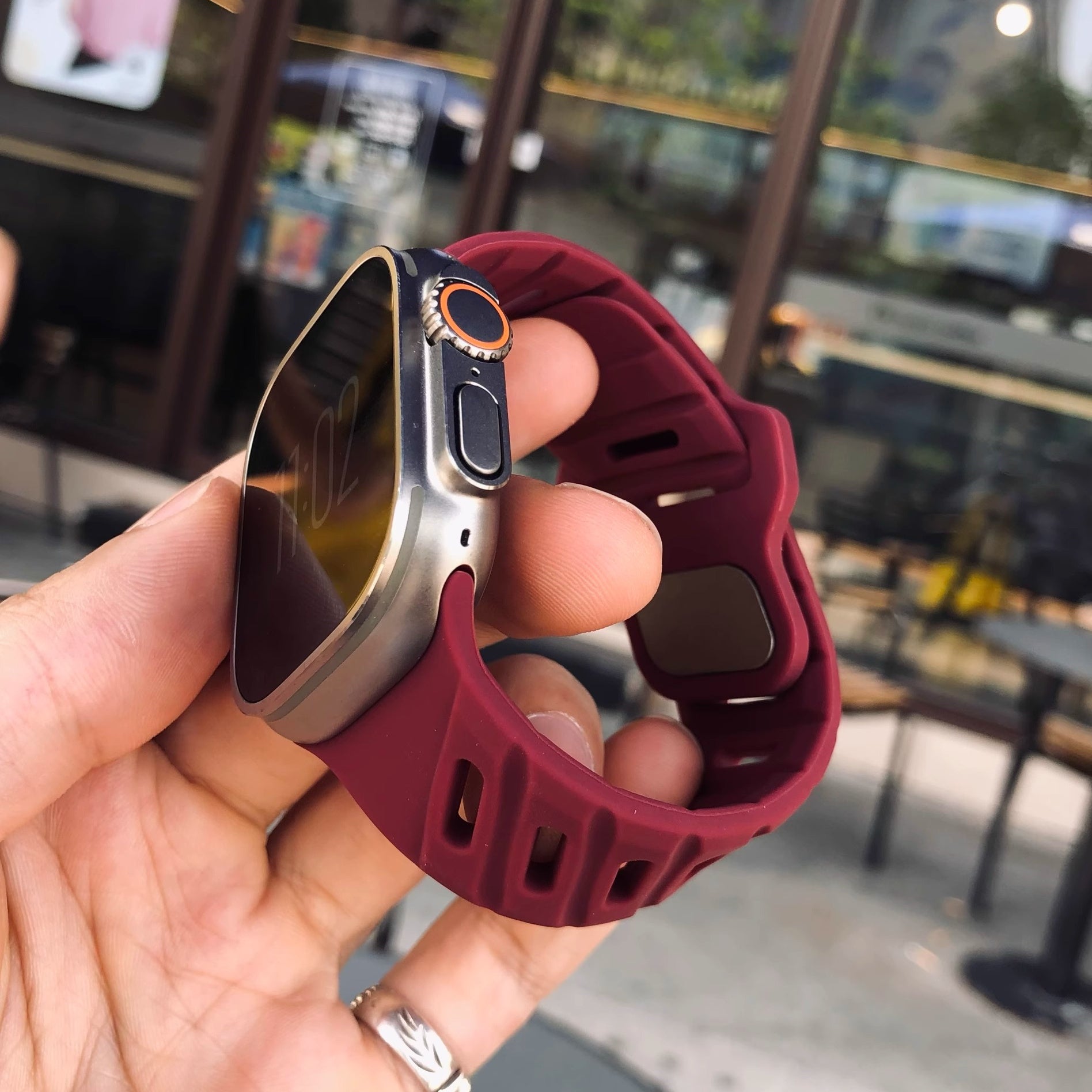 Asymmetric Oblique Hole Silicone Watch Strap for Apple Watch