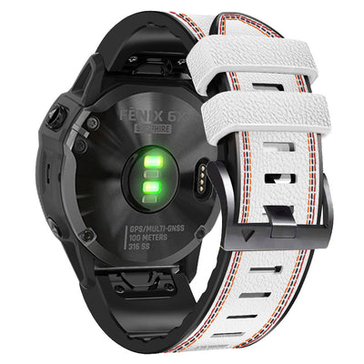Grained Leather Strap for Garmin Fenix 8 7X 6X Pro