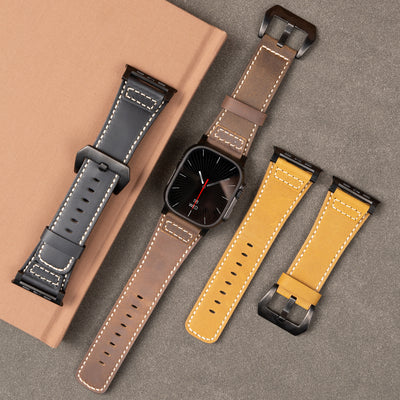 Ultra-Wide Leather /silicone Tactical Watch Band For Apple Watch