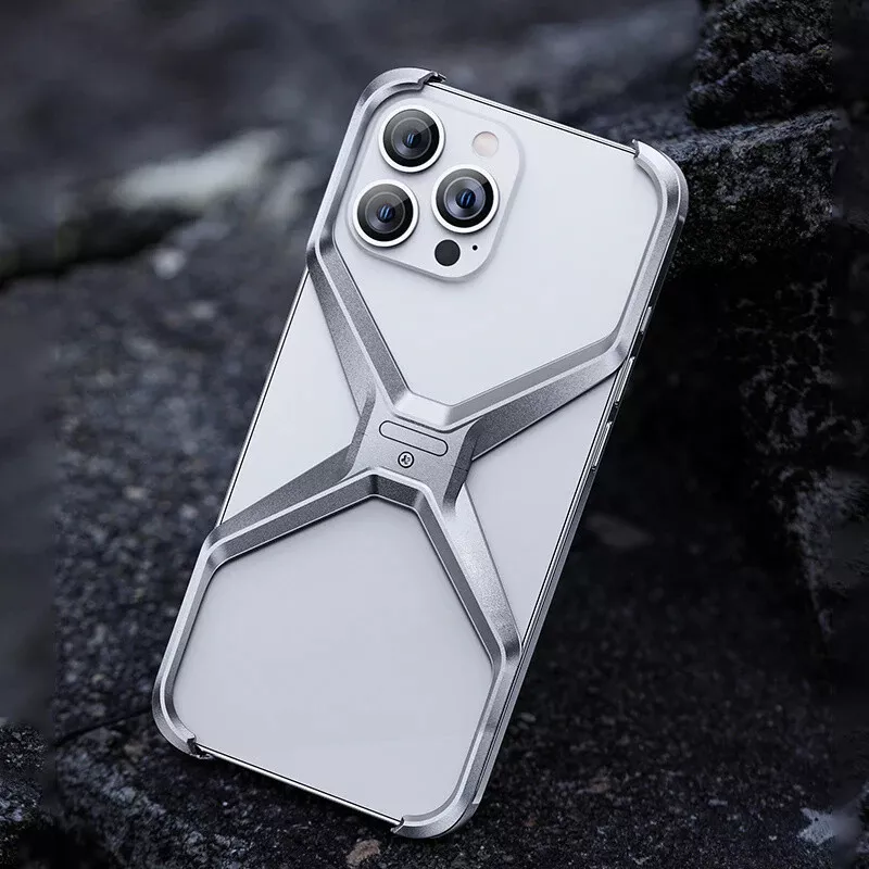 Metal Frameless Phone Case, X Shaped Cool Design