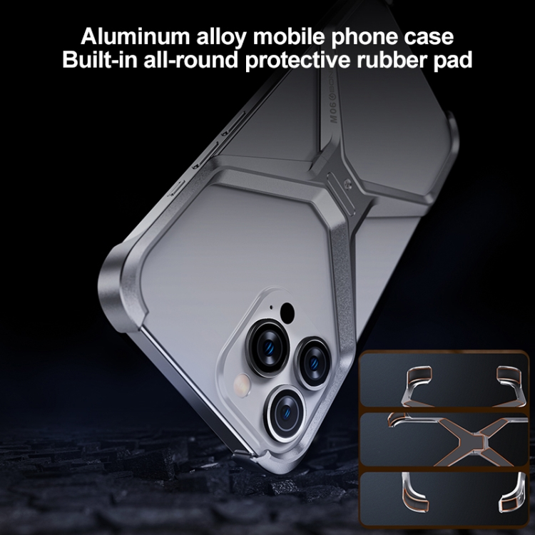 Metal Frameless Phone Case, X Shaped Cool Design