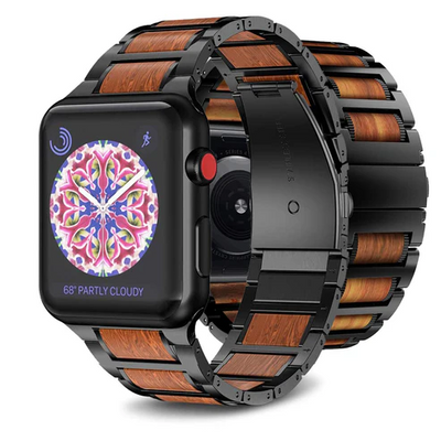 Natural Red Sandalwood & Metal For Apple Watch