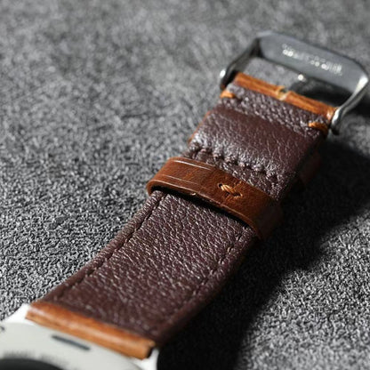 Walnut Brown Leather Band For Apple Watch