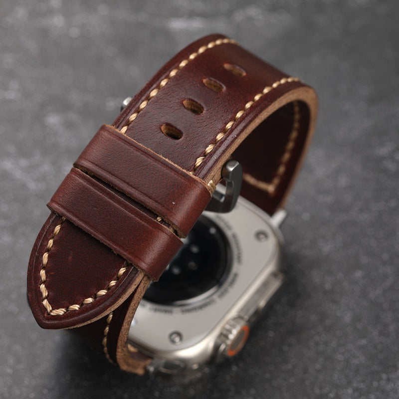 Custom Made Apple Watch Strap - Antique Red-Brown