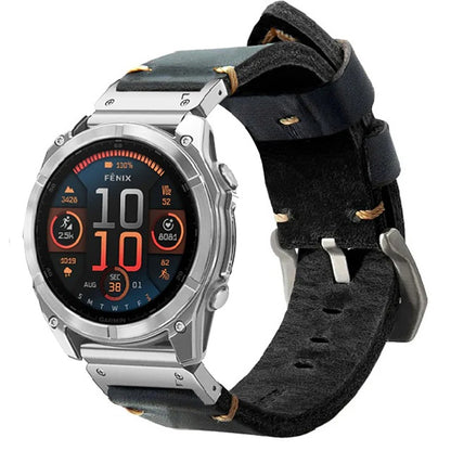 Vintage Leather Strap For Garmin Fenix 8 7X 6X Pro