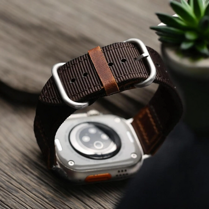 Nylon + Leather Band For Apple Watch