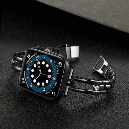 Metal round diamond hollow watch strap for Apple watch