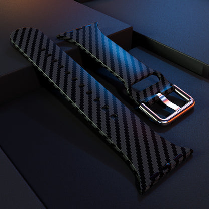 Carbon Fiber Texture Silicone Strap + Case Set For Apple Watch