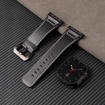 Ultra-Wide Leather /silicone Tactical Watch Band For Apple Watch