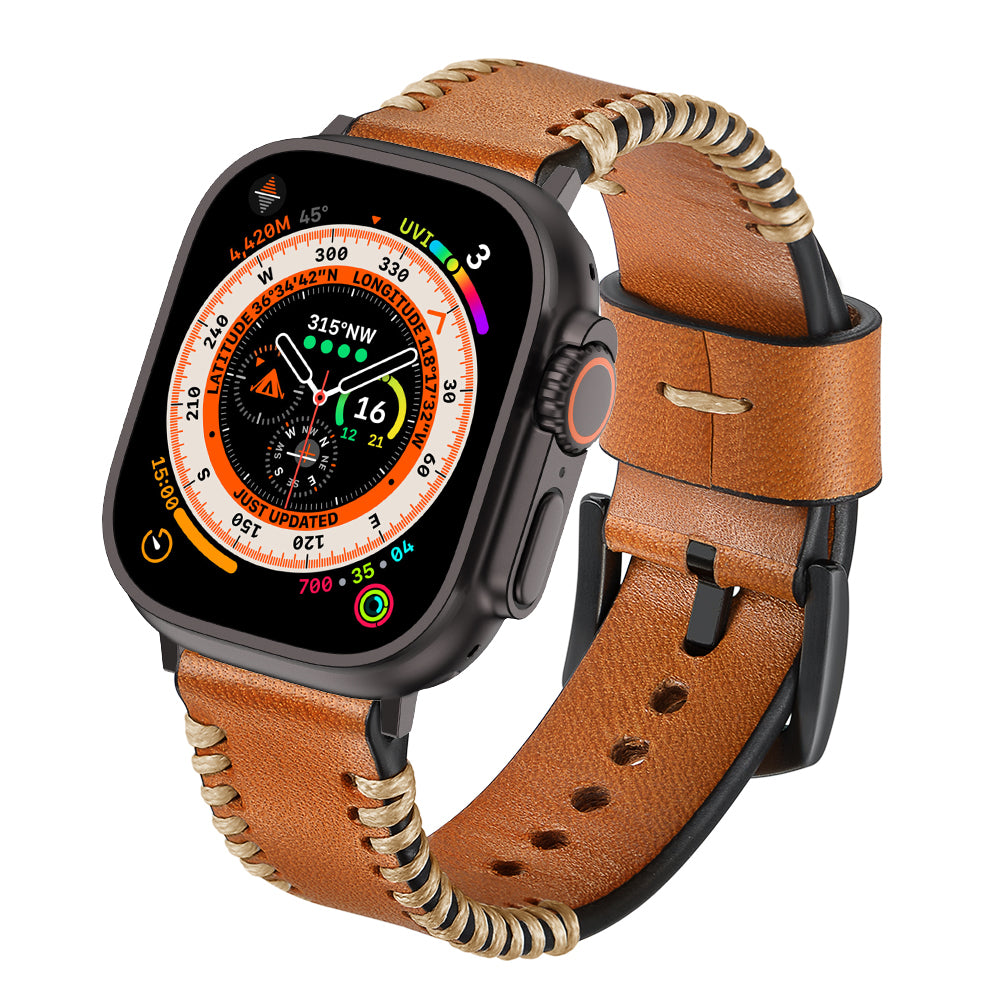 Leather Hand-Stitched Strap For Apple Watch