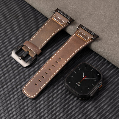 Ultra-Wide Leather /silicone Tactical Watch Band For Apple Watch