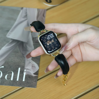 Leather Ring Buckle Band For Apple Watch