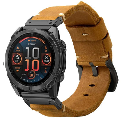 Vintage Leather Strap For Garmin Fenix 8 7X 6X Pro
