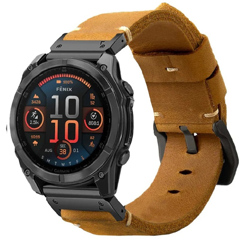 Vintage Leather Strap For Garmin Fenix 8 7X 6X Pro