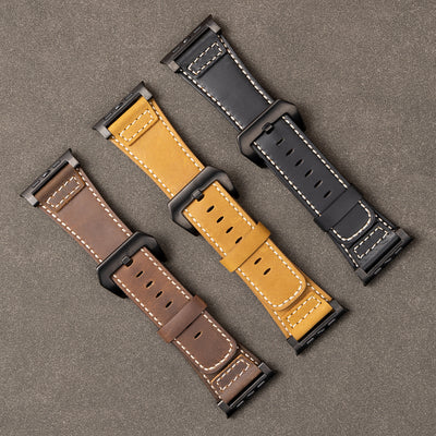 Ultra-Wide Leather /silicone Tactical Watch Band For Apple Watch