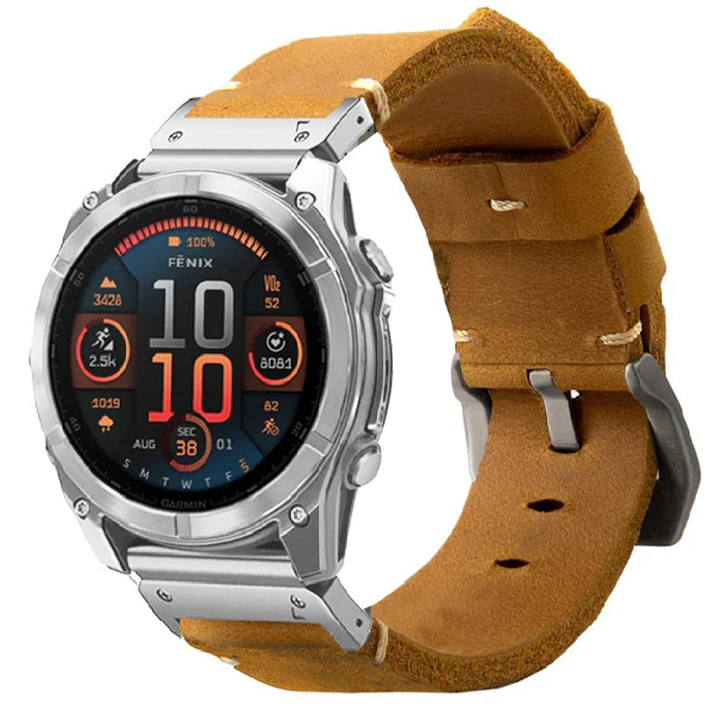 Vintage Leather Strap For Garmin Fenix 8 7X 6X Pro