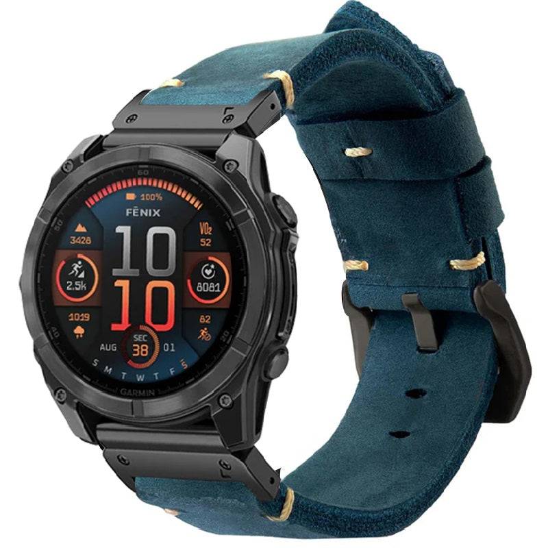 Vintage Leather Strap For Garmin Fenix 8 7X 6X Pro