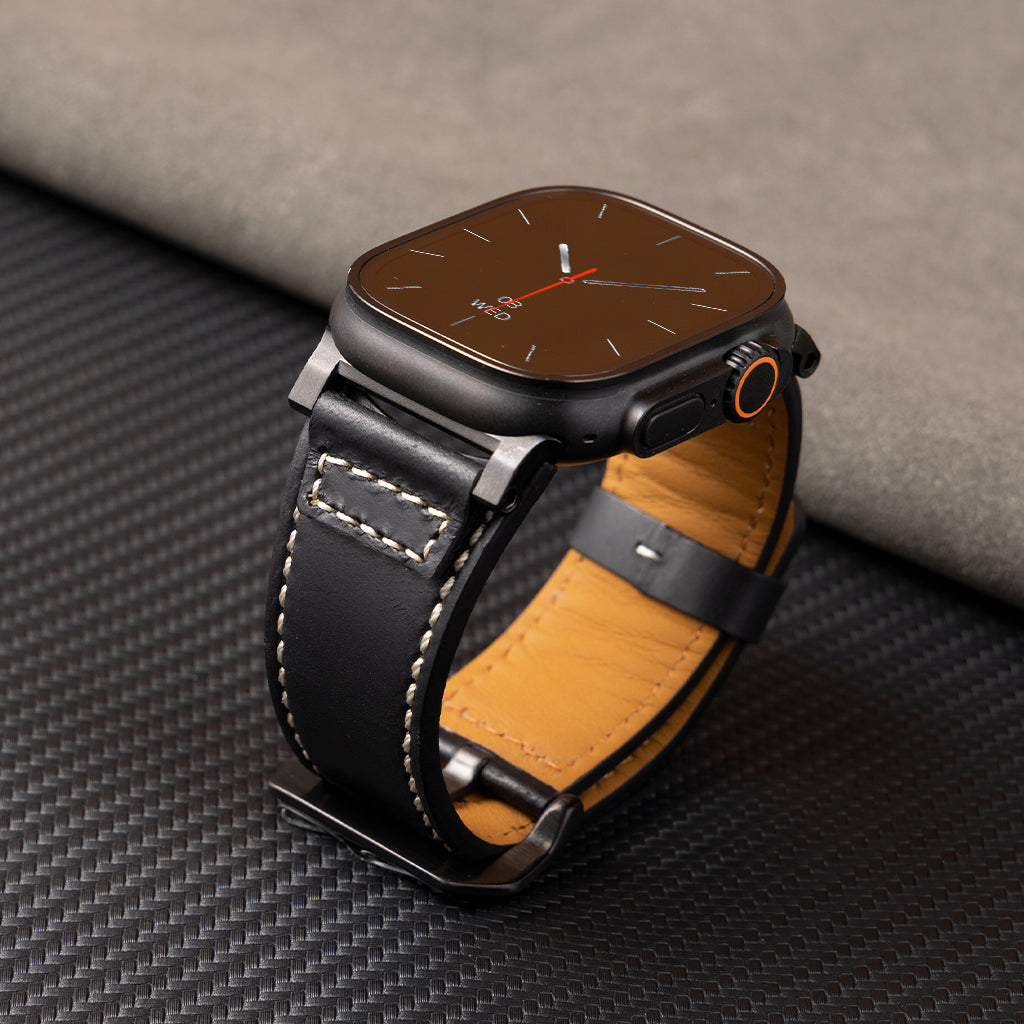 Premium Distressed Leather Tactical Watch Band For Apple Watch