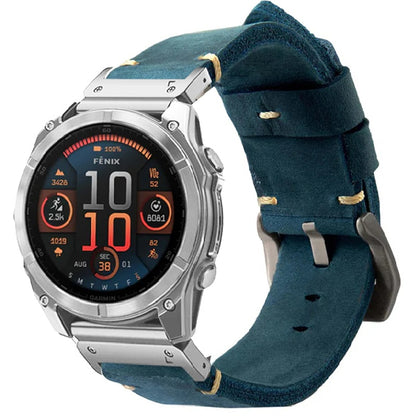 Vintage Leather Strap For Garmin Fenix 8 7X 6X Pro