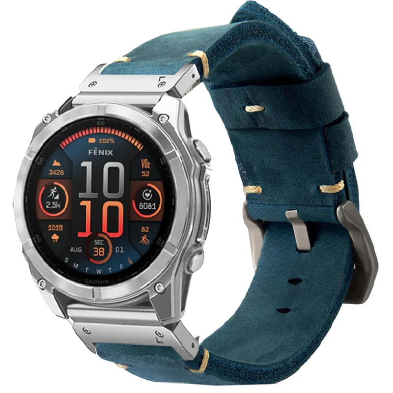 Vintage Leather Strap For Garmin Fenix 8 7X 6X Pro