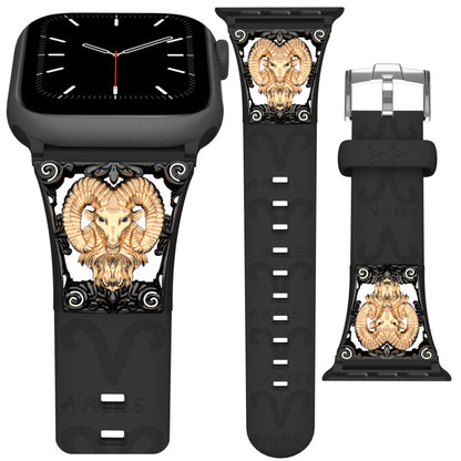 Metal Embossed Constellation Watch Strap For Apple Watch--Aries