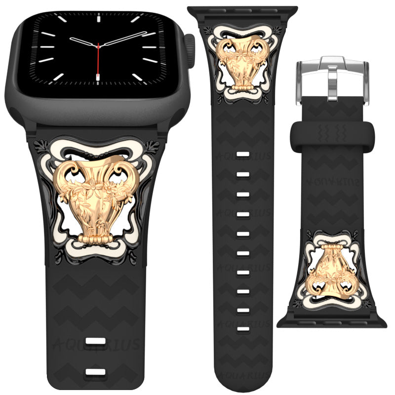 Metal Embossed Constellation Watch Strap For Apple Watch--Aquarius