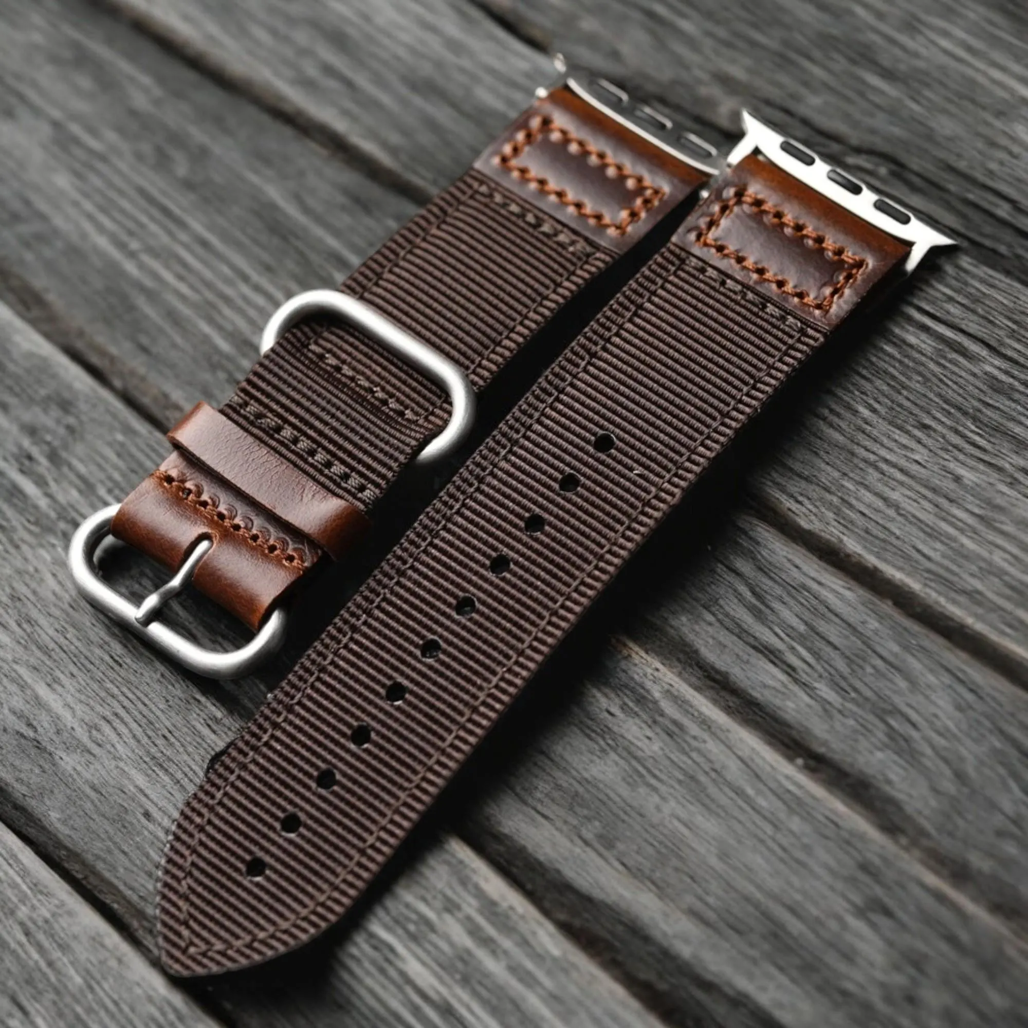 Nylon + Leather Band For Apple Watch