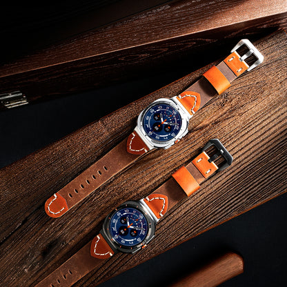 Retro Hand‑Stitched Cowhide Leather Strap For Samsung Galaxy Watch Ultra
